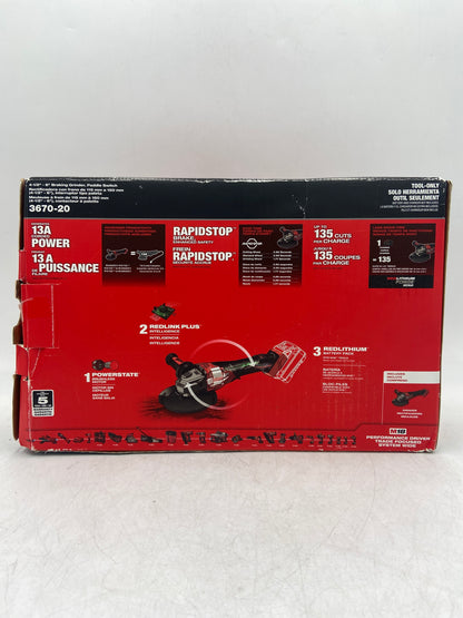 New Milwaukee 3670-20 M18 18V 4-1/2"-6" Braking Grinder, Paddle Switch Power Tool Only