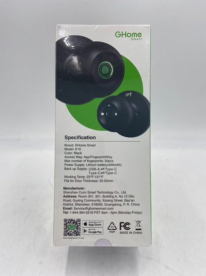 New GHome Smart Smart Fingerprint Door Knob K10