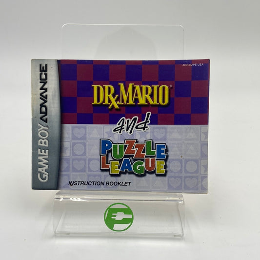 Dr. Mario and Puzzle League (Nintendo GameBoy Advance, 1990) Manual Only