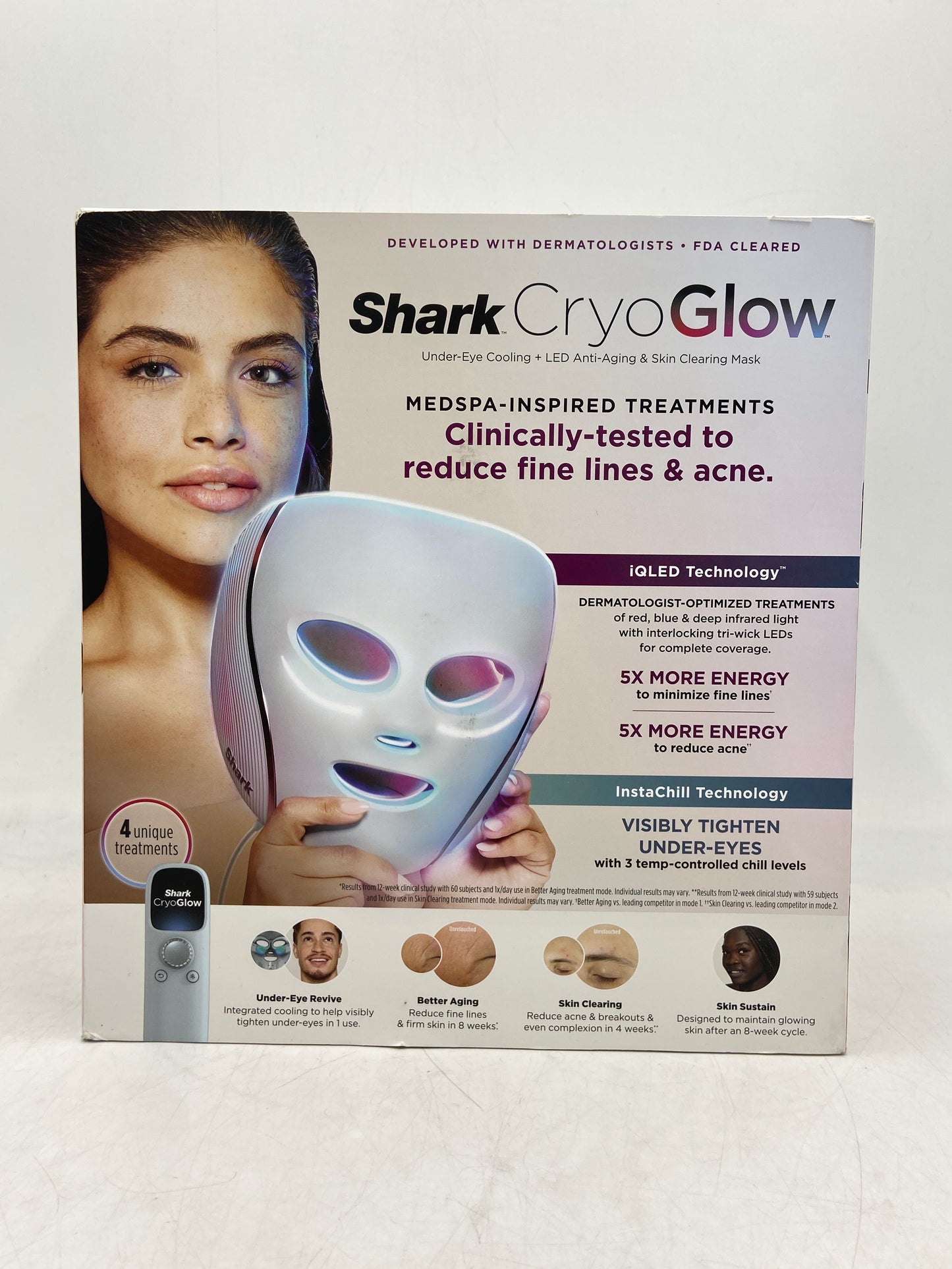New SHARK Cryo Glow Under-Eye Cooling + LED Anti-Aging & Skin Clearing Mask