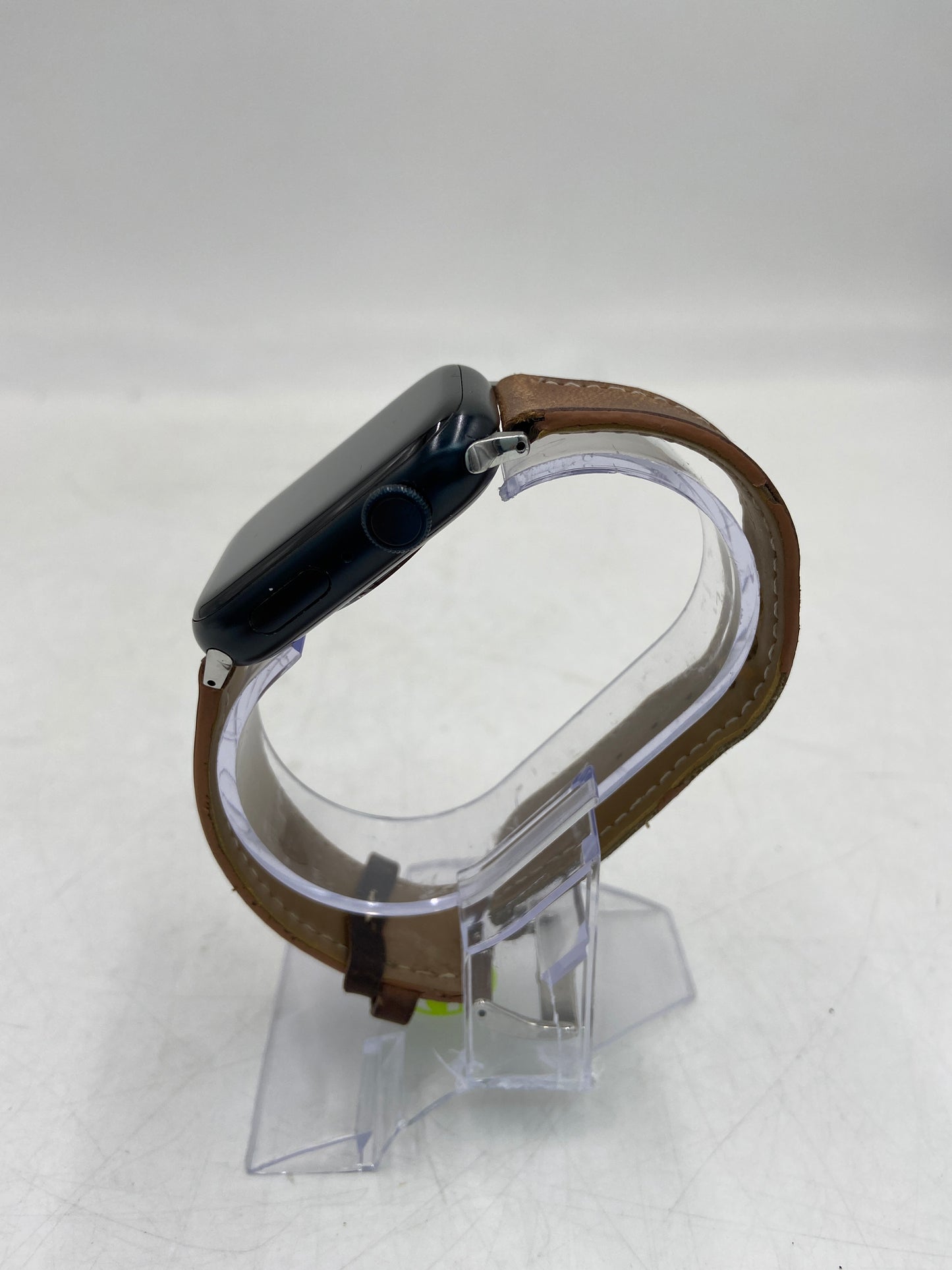 GPS Only Apple Watch Series 8 41MM Midnight Aluminum Brown Leather Band A2271