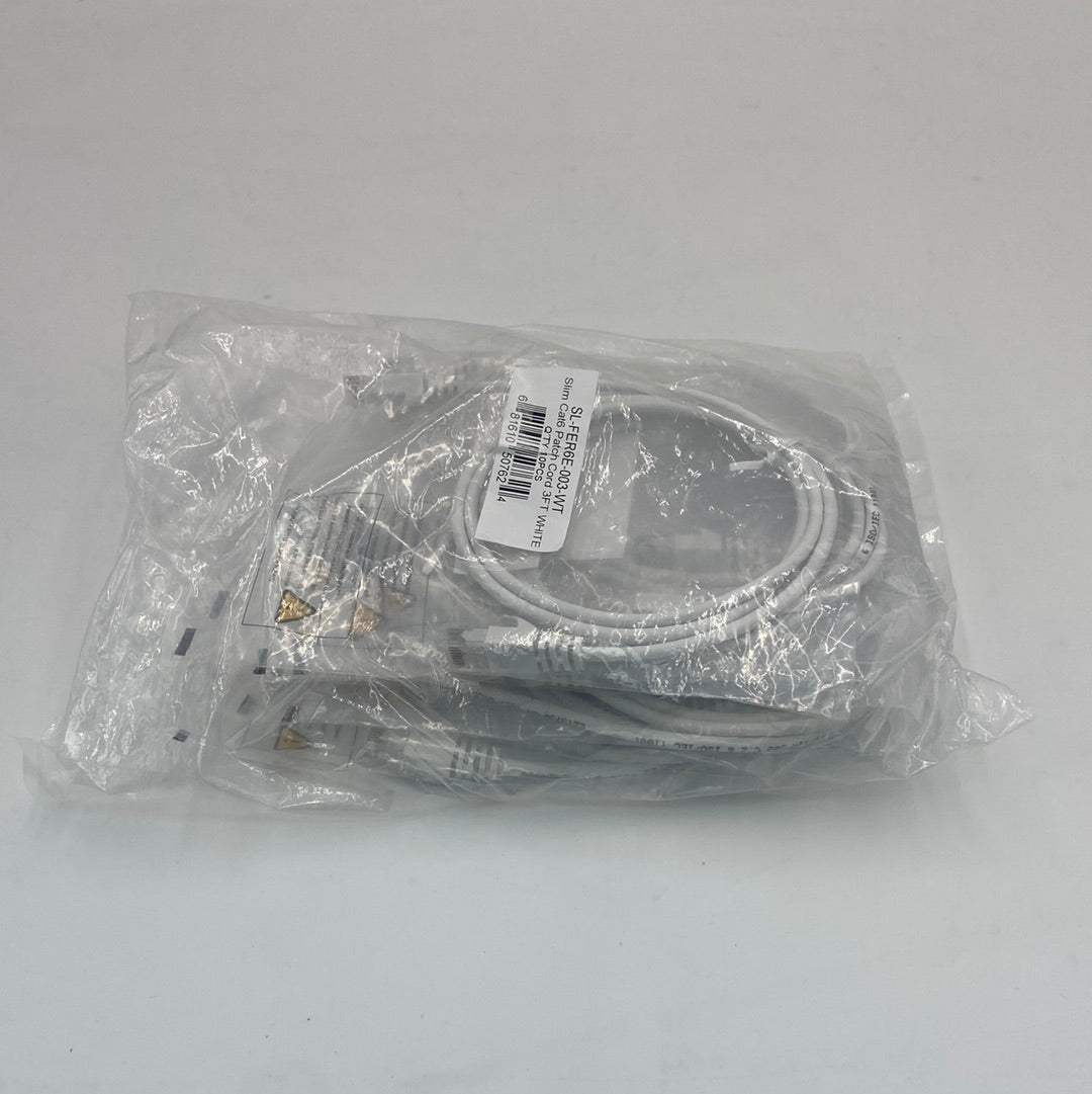 New Brandmax Slim Cat6 Patch Cord 3ft 10 Pack SL-FER6E-003-WT