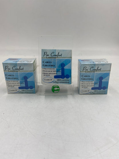 New Pro Comfort  Lot of 3 Twist Top Sterile-Tip Lancets Diabetic Blood Test