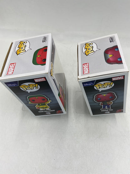 New Funko POP! Lot of 2 - Marvel Vision (Halloween) & Vision 70's Vinyl Action Figure 716718