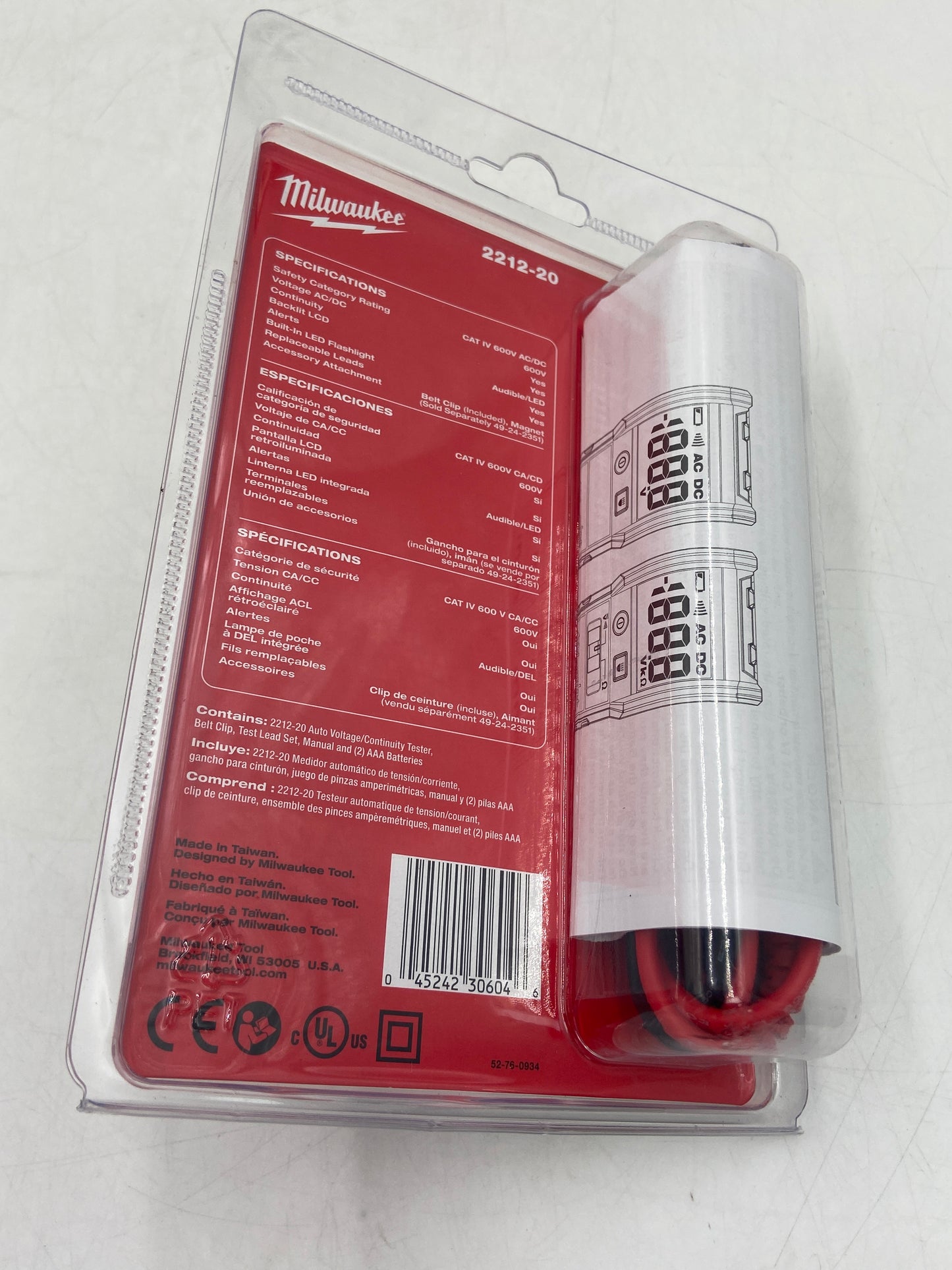 New Milwaukee 2212-20 2 AAA Batteries Auto Voltage/ Continuity Tester