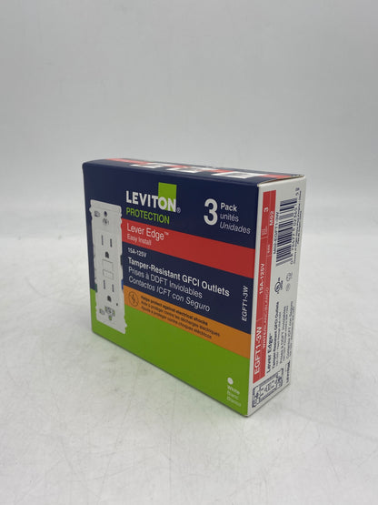 New Leviton 15A-125V Lever Edge Tamper-Resistant GFCI Outlets EGFT1-3W