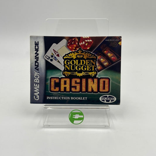 Golden Nugget Casino (Nintendo GameBoy Advance, 2004) Manual Only