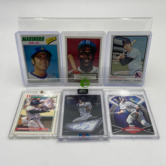 Lot of 6 MLB Cards - Jackie Robinson, Joe Lis, David Arthur, Alex Rodriguez, David Segui, Nick Madrigal