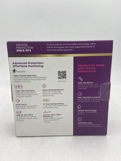 New Universal Security Instruments 3-in-1 Combo Smoke, Fire, & Carbon Monoxide