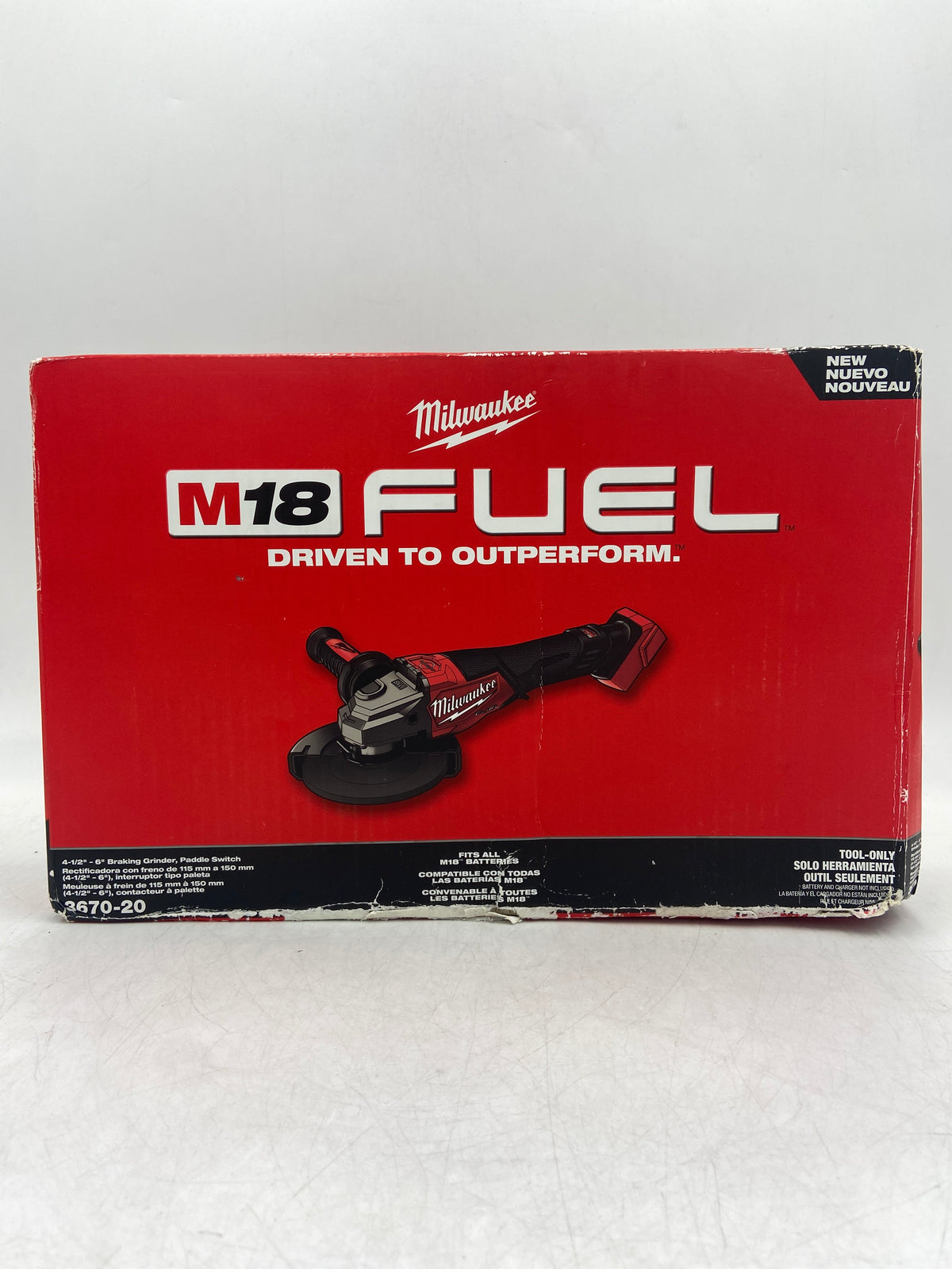 New Milwaukee 3670-20 M18 18V 4-1/2"-6" Braking Grinder, Paddle Switch Power Tool Only