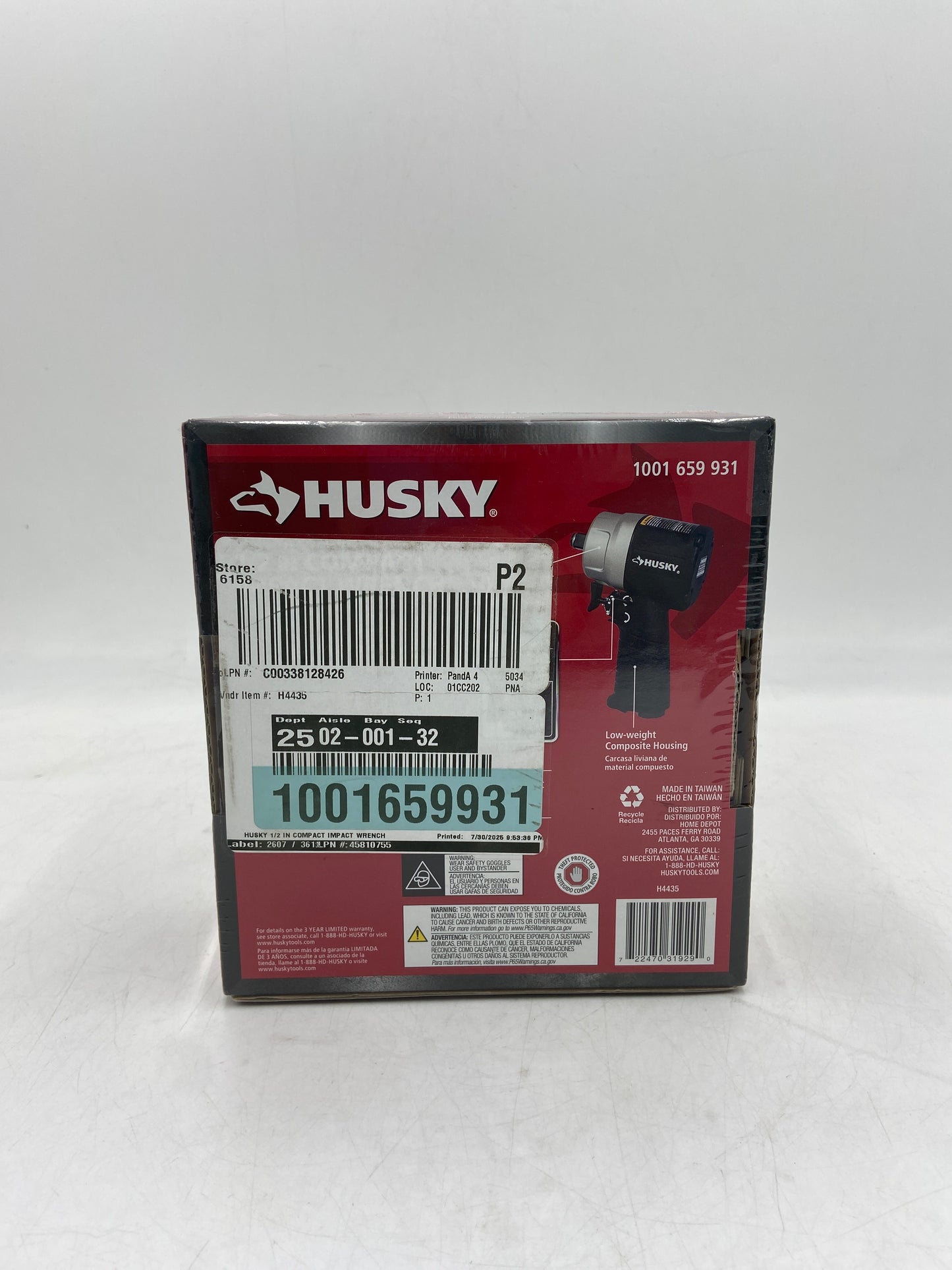 New Husky 1/2'' Compact Impact Wrench Power Tool H4435 1001 659 931