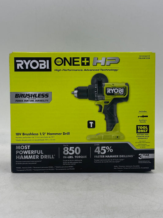 New Ryobi PBLHM102B 18V Brushless 1/2" Hammer Drill Power Tool