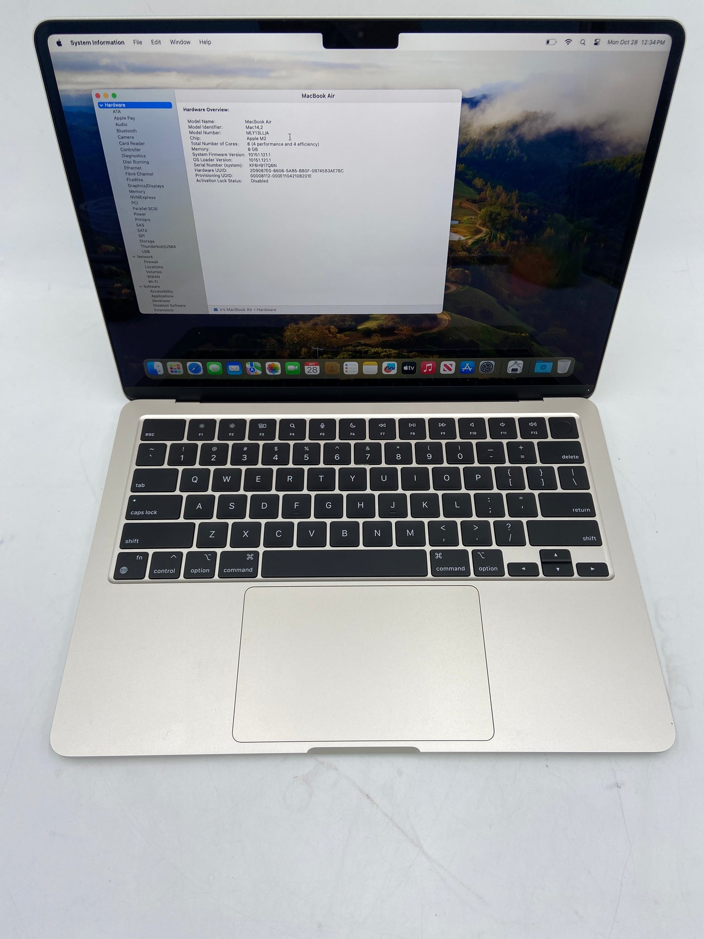 2022 Apple Macbook Air 13" M2 8C GPU 3.5GHz 8GB RAM 256GB SSD MLY13LL/A