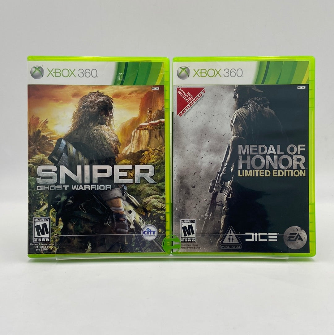 Lot of 2 Microsoft Xbox 360 Games Sniper Ghost Warrior Medal of Honor