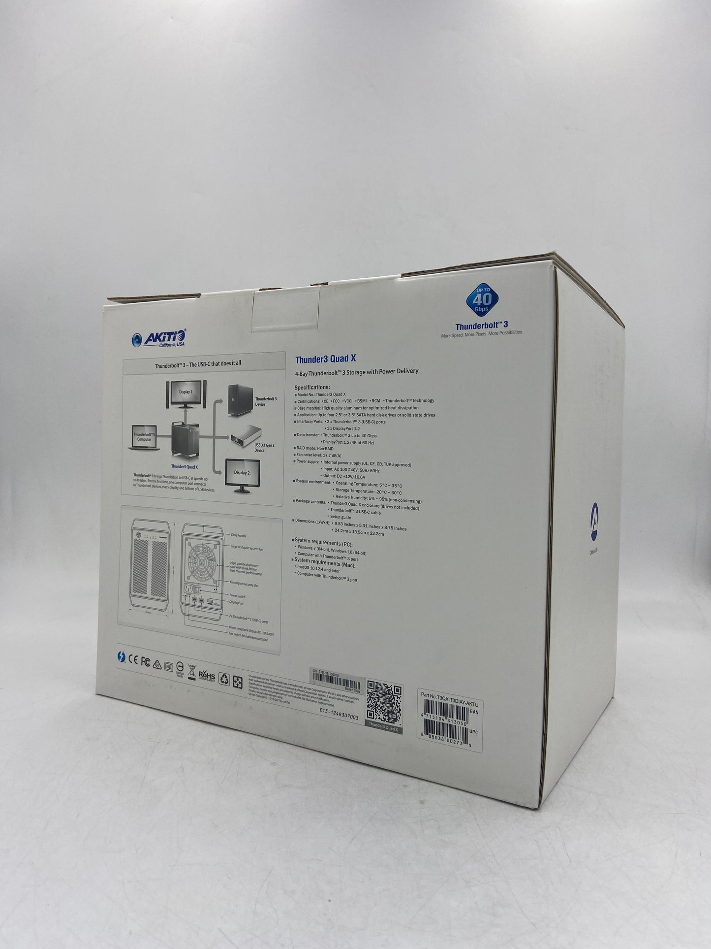 New Akitio Thunder3 Quad X 4-Bay Thunderbolt 3 Storage with Power Delivery T3QX-T3DIAY-AKTU