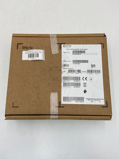 New HPE Hewlett Packer Enterprise Ethernet 10Gb 2‑port SFP+ X710‑DA2 Adapter Ethernet Adaptor 727055-B21
