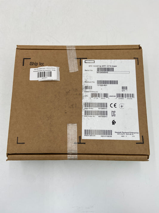 New HPE Hewlett Packer Enterprise Ethernet 10Gb 2‑port SFP+ X710‑DA2 Adapter Ethernet Adaptor 727055-B21