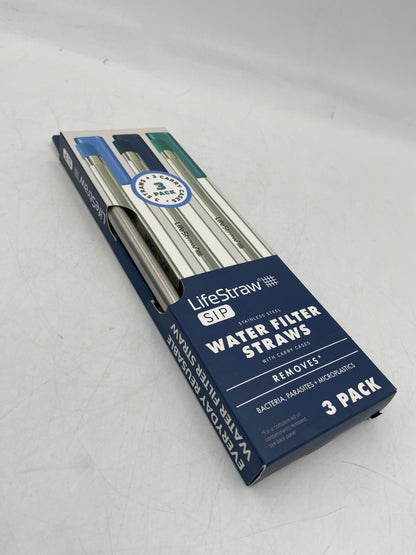 New Life Straw Stainless Steel Water Filter Straws with Carrying Case 3 PACK