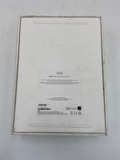 WiFi Only Apple iPad 10th Gen 64GB SILVER A2696