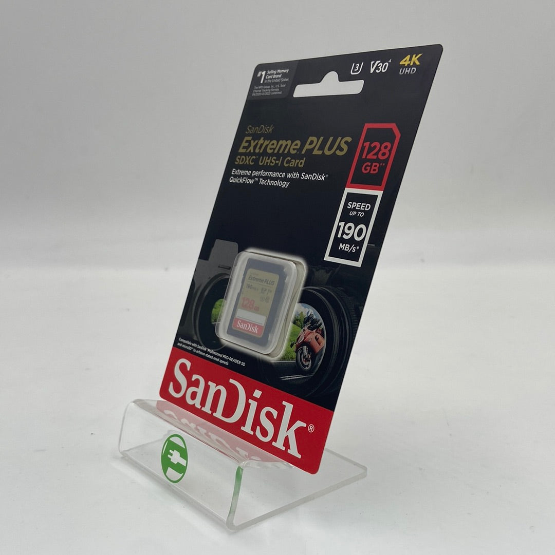 New SanDisk Extreme PLUS SDXC UHS-I 128GB SD Card P001-000332-128G