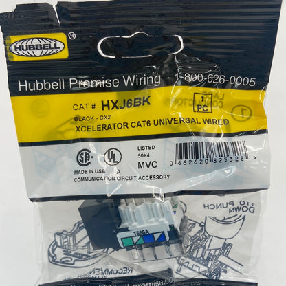 New Hubbell XCelerator Cat6 Universal Wiring Circuit Accessory HXJ6BK