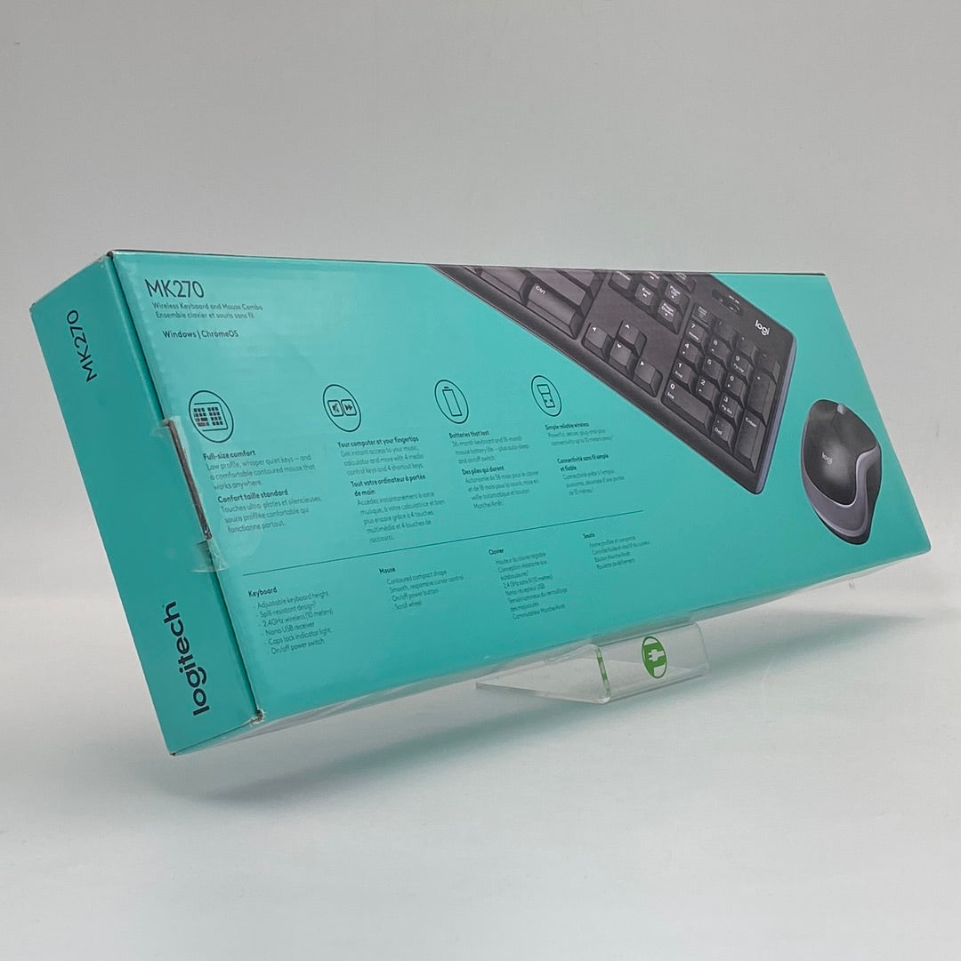 New Logitech Full Size Wireless Combo Wireless Keyboard and Mouse MK270