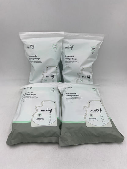 New Motif Medical LOT OF 4 Breast Milk Storage Bag 100 Count 8oz (400 Bags Total) AAC0008-06