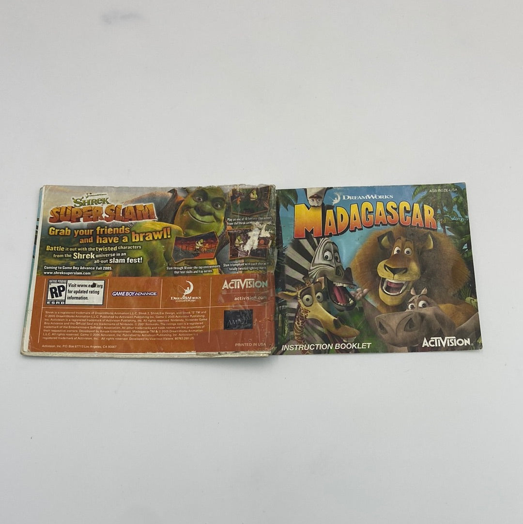 Madagascar (Nintendo GameBoy Advance, 2005) Manual Only