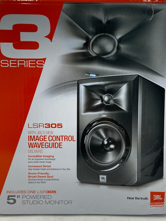 New Open Bpx JBL LSR305 Series 3 5'' Powered Studio Monitor Black