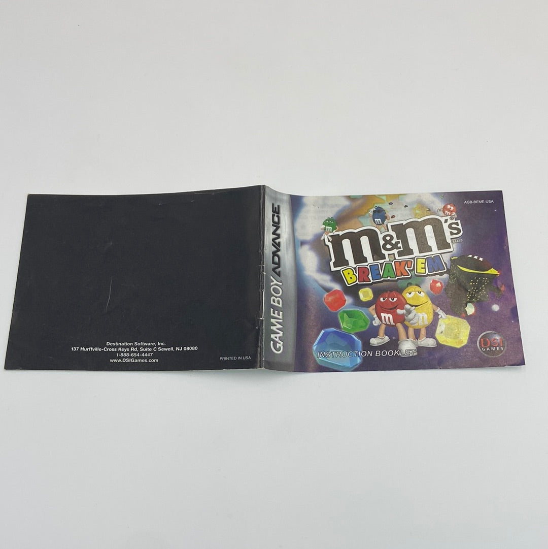 M&M's Break' Em (Nintendo GameBoy Advance, 2007) Manual Only