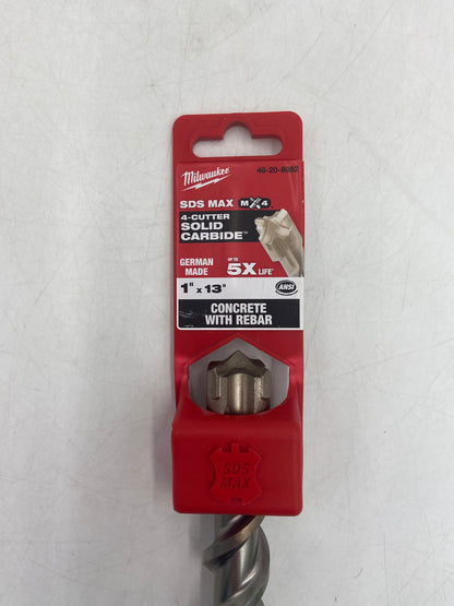 New Milwaukee 1" x 13" Concrete With Rebar 4-Cutter Solid Carbide 48-20-8952