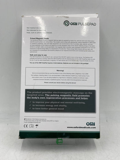 New Open Box Omi Pulsepad Pulsed Electromagnetic Field Therapy Portable PEMF Pad
