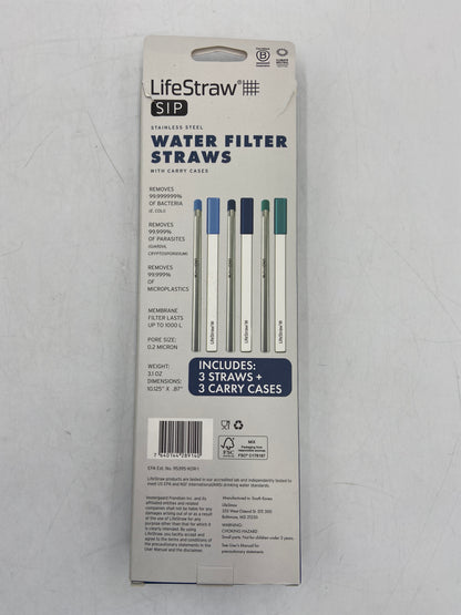 New Life Straw Stainless Steel Water Filter Straws with Carrying Case 3 PACK