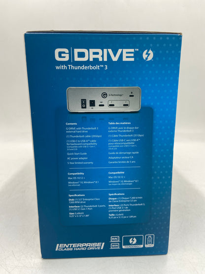 New G-Technology G-Drive Thunderbolt 3 12TB / 12000GB Silver High Performance External  Hard Drive 0G05383