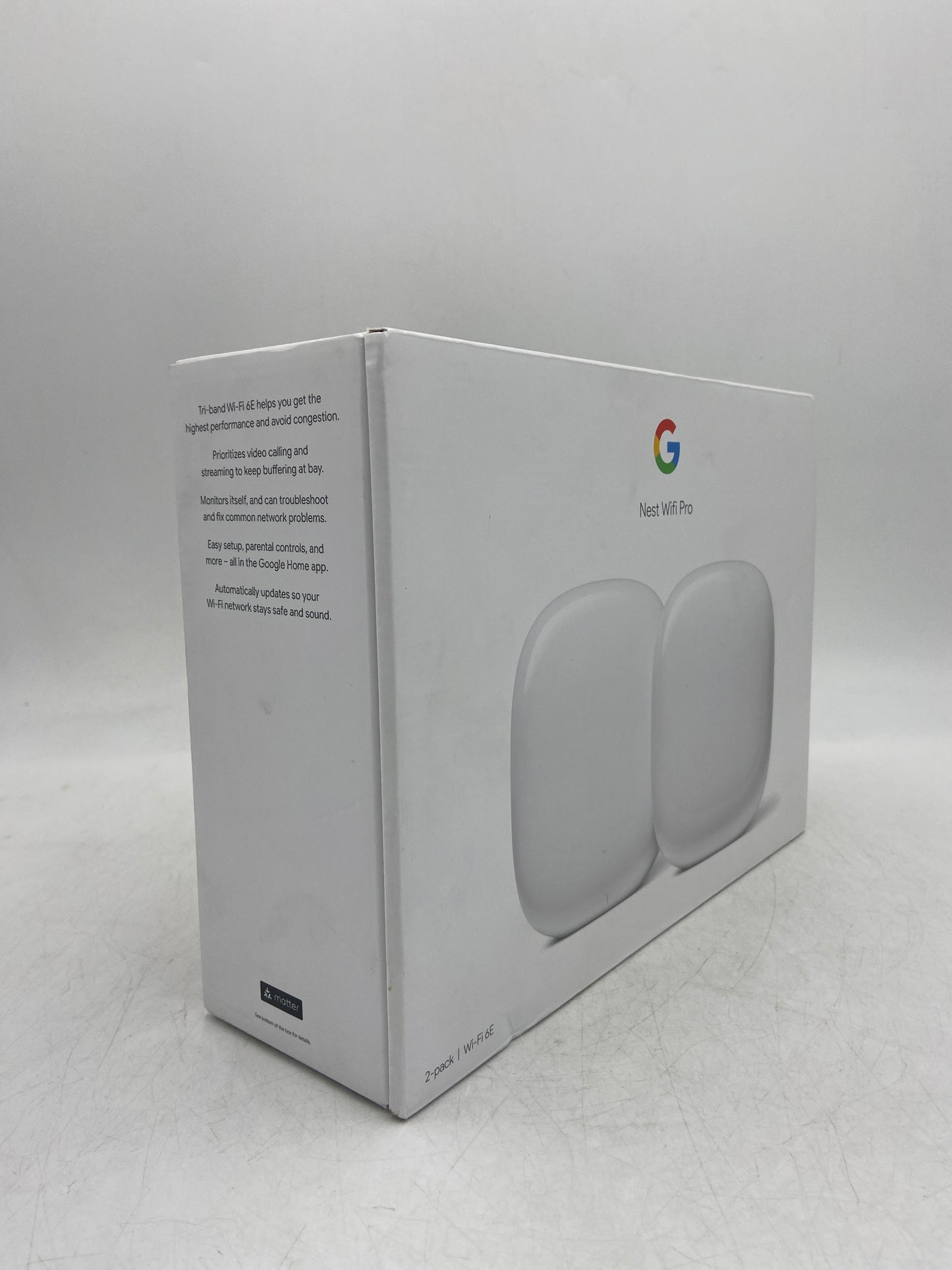New Google Nest Wifi Pro Tri Band Mesh Router System GA03689 US Snow 2 Pack