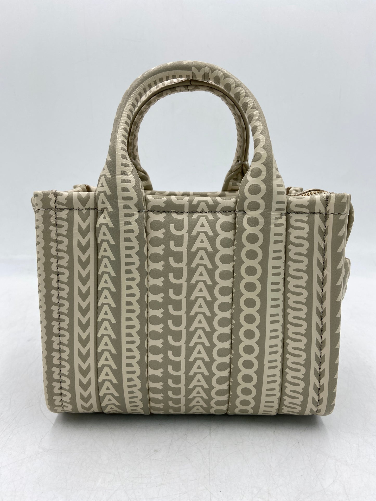 New Marc Jacobs The Tote Bag - Monogram Women's Grey / Khaki Lamb Leather Small Tote Bag Women's Small Tote Bag