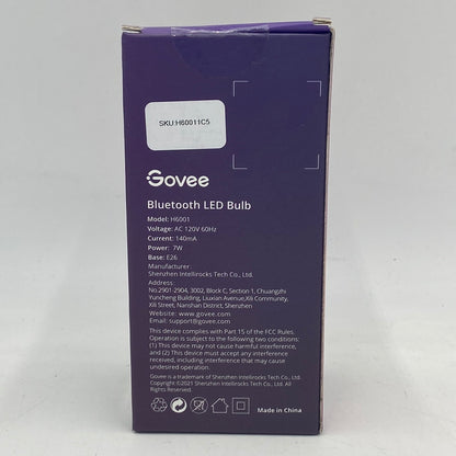 New Govee Smart Bluetooth AC 120V 60Hz 140mA 7W LED Bulbs H6001 E26