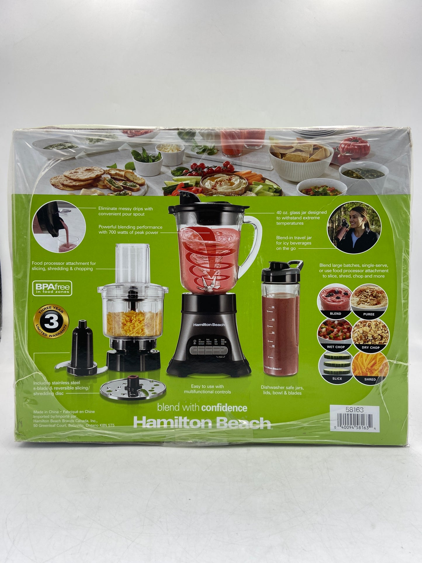 New Hamilton Beach 3 in 1 Blender & Food Processor 58163