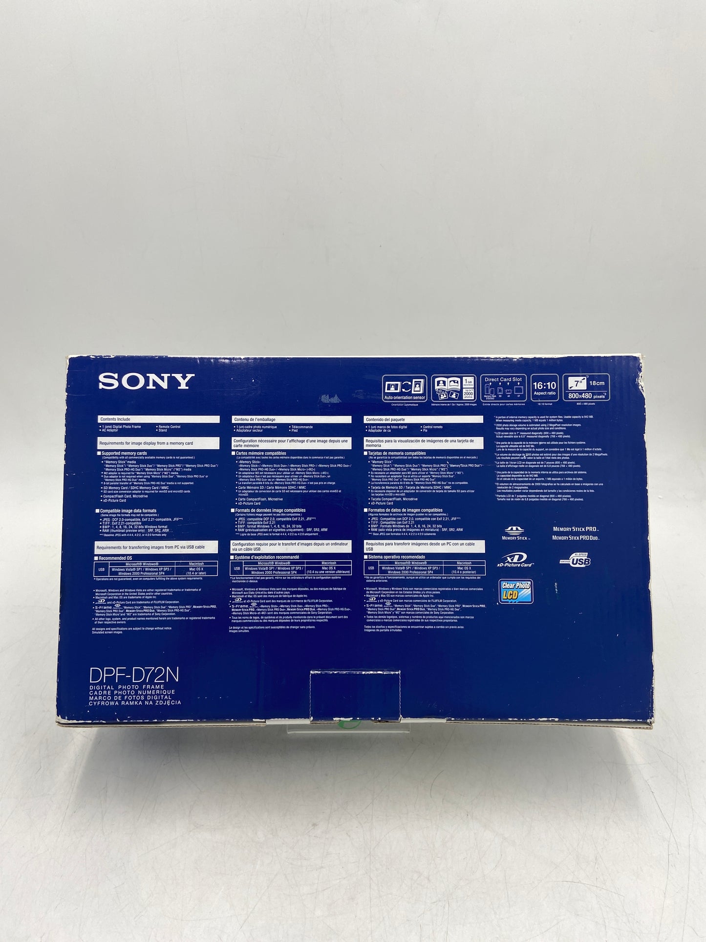 New Sony S-Frame Digital Photo Frame DPF-D72N