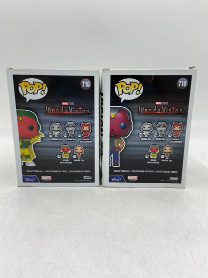New Funko POP! Lot of 2 - Marvel Vision (Halloween) & Vision 70's Vinyl Action Figure 716718
