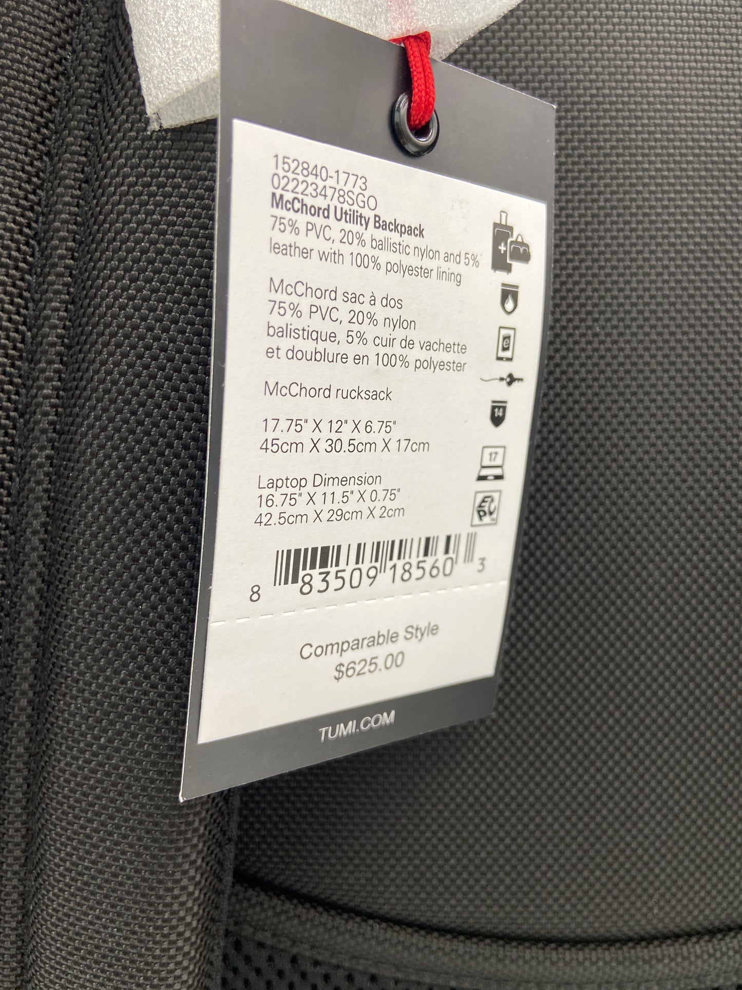 New Tumi McChord Utility Backpack Olive Green Backpack 152840-1773