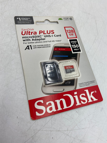 New SanDisk Ultra PLUS 128GB microSDXC UHS-I Card with Adapter microSD