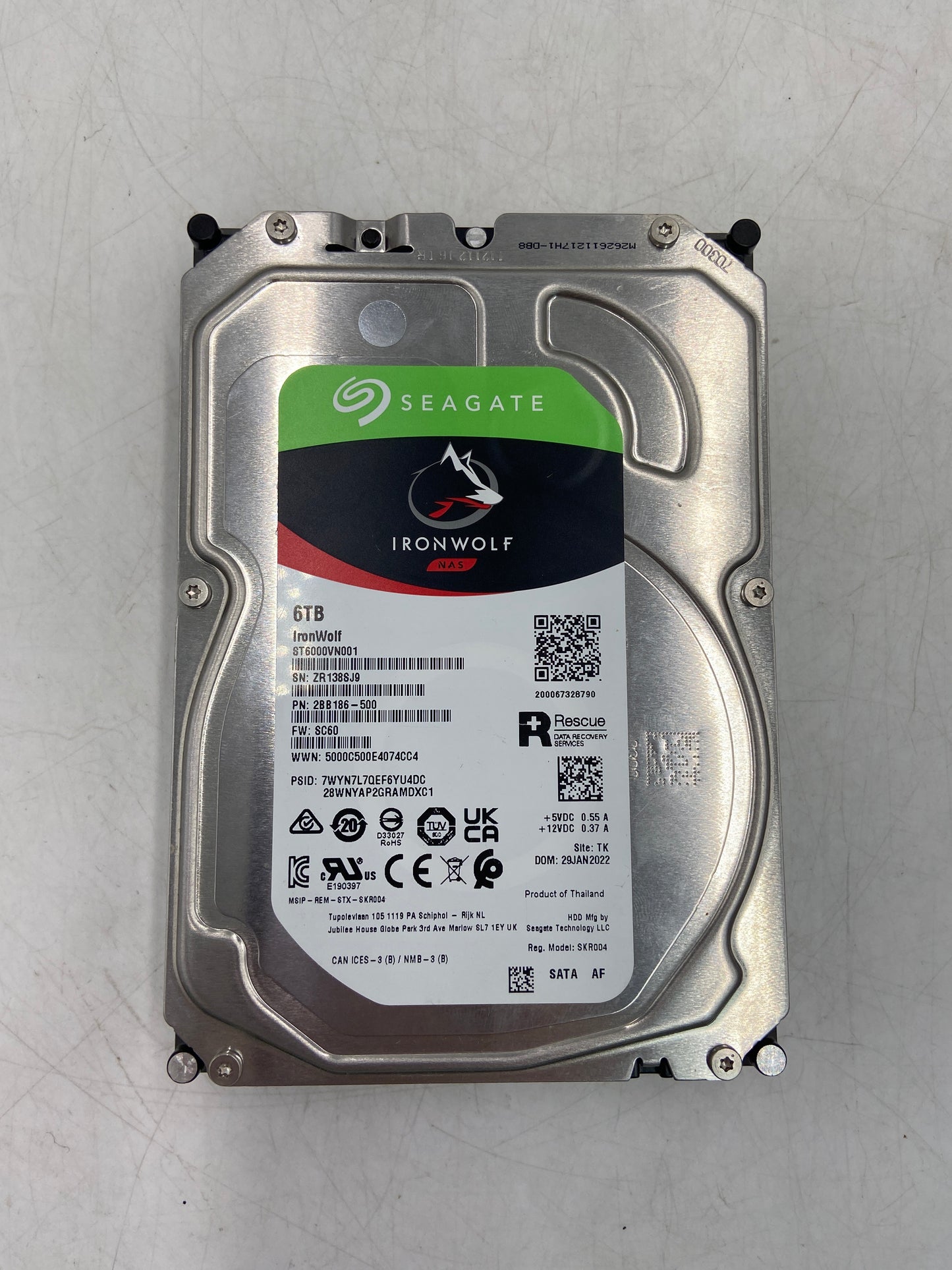 Seagate 3.5" ironwolf 6TB SATA 6 Gb/s (SATA III) HDD SKR004 Internal Hard Drive HDD