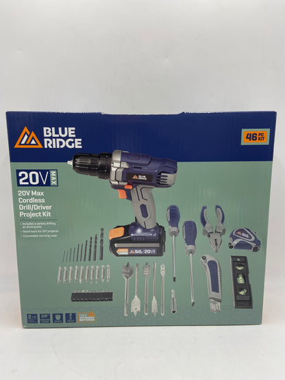 BLUE RIDGE BR2812u 20V MAX CORDLESS DRILL/DRIVER PROJECT KIT BR2812u