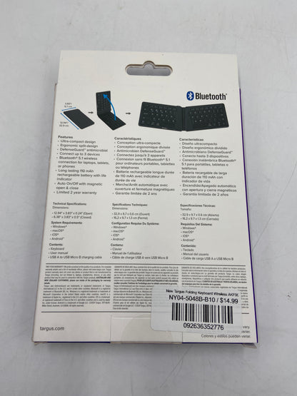 New Targus Folding Keyboard Wireless AKF003