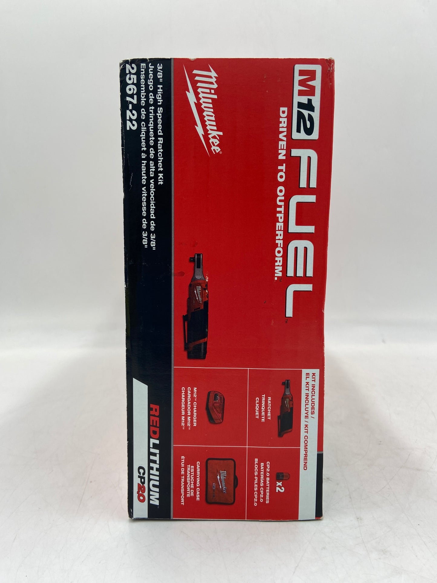 New Milwaukee 2567-22 M12 12V 3/8'' High Speed Ratchet Kit