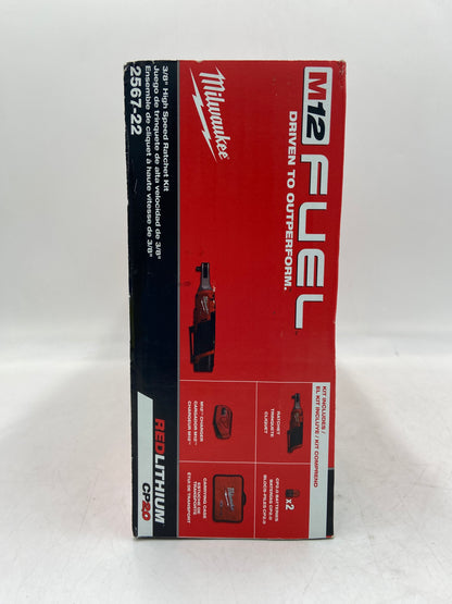 New Milwaukee 2567-22 M12 12V 3/8'' High Speed Ratchet Kit