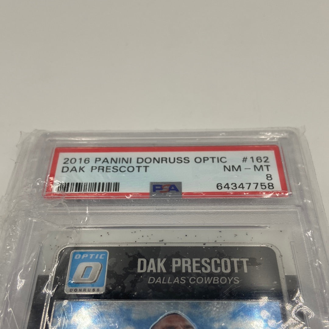 2016 Panini Donruss Optic Dak Prescott Trading Cards 162 NM-MT 8 PSA Verified