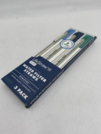 New Life Straw Stainless Steel Water Filter Straws with Carrying Case 3 PACK
