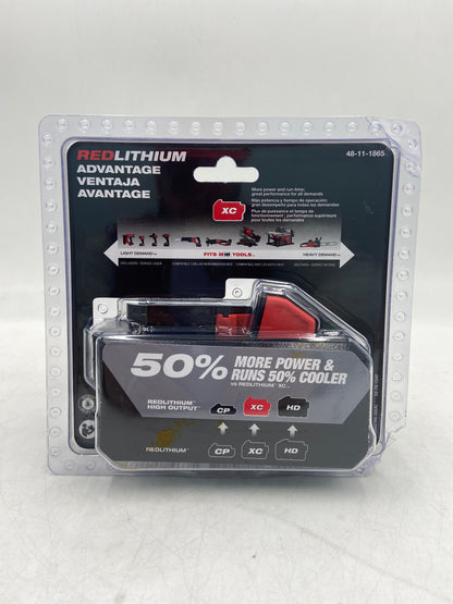New Milwaukee 48-11-1865 M18 18V Red Lithium XC6.0 Rechargeable Power Tool Battery